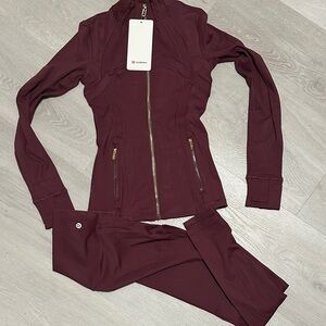 Lululemom Women's Burgundy Jacket and Pants Set